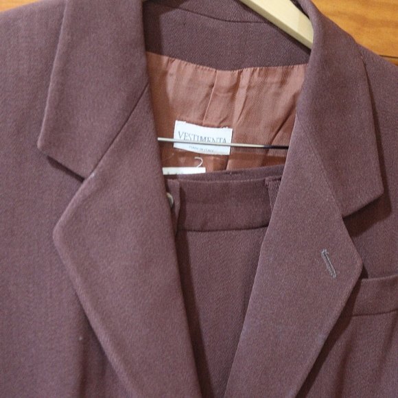 VESTIMENTA SPA Vintage Brown Wool Silk Pant Suit Italy Blazer & Pants 12 - Picture 4 of 16